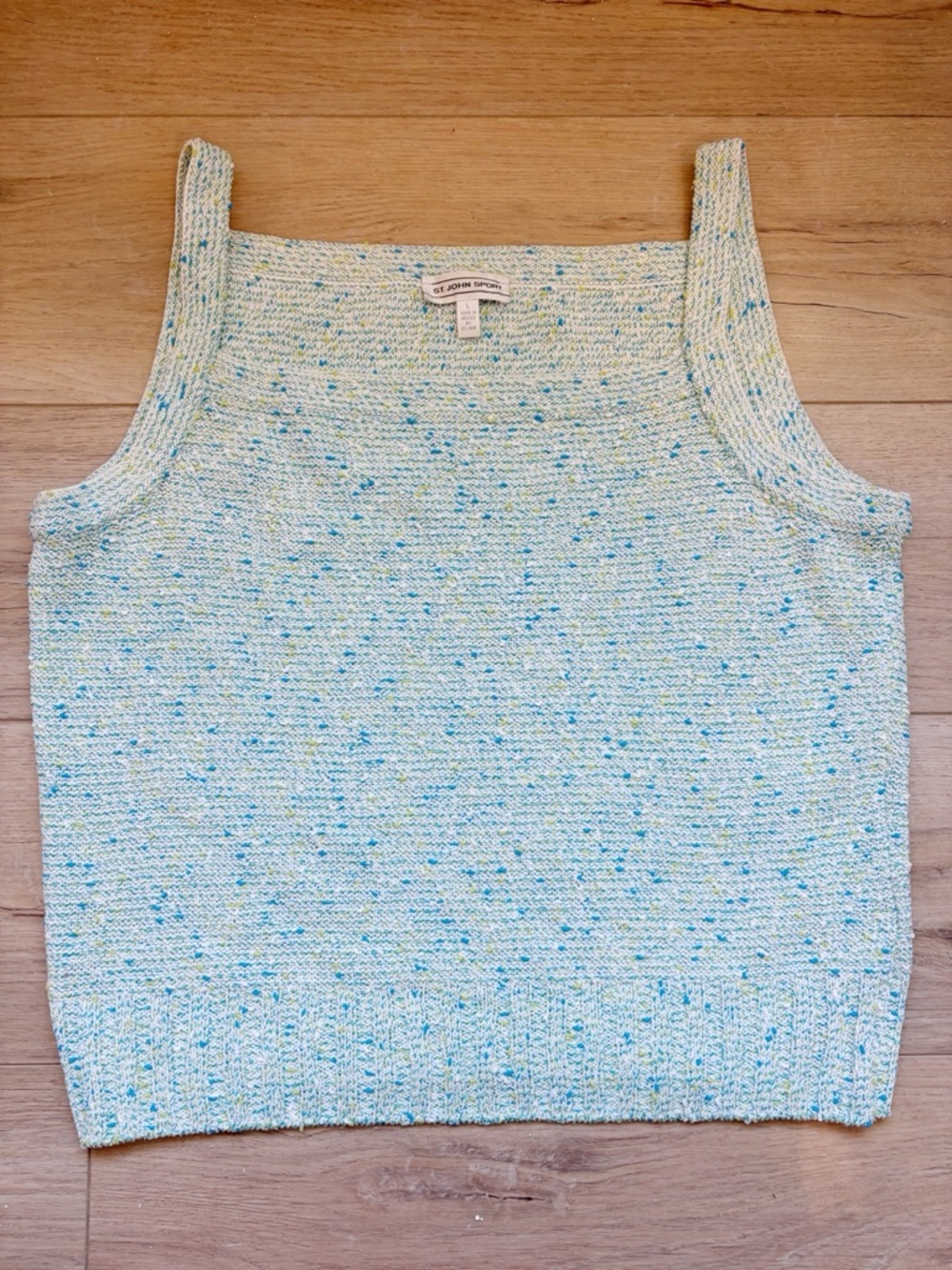 St. John Pale Blue Speckled Knit Tank